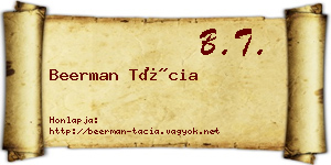 Beerman Tácia névjegykártya